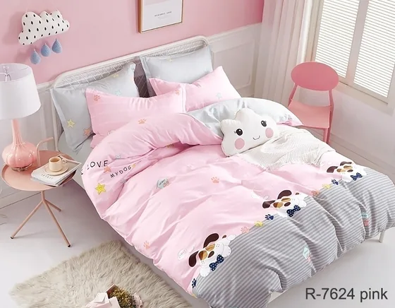 Комплект постільної білизни з компаньйоном R7624 pink